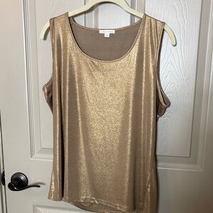 Erin London stretch metallic Gold Tank NWOT Sz L